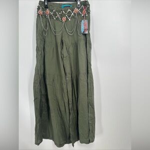 Dolls Kill Spy Zone Exchange Green Wide Leg Pants Small New Harem